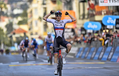 Matej Mohoric winning Milan San Remo wearing Rudy Project Nytron aero road helmet