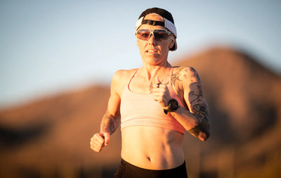 Rudy Project Deltabeat sunglasses worn by professional triathlete Heather Jackson while running