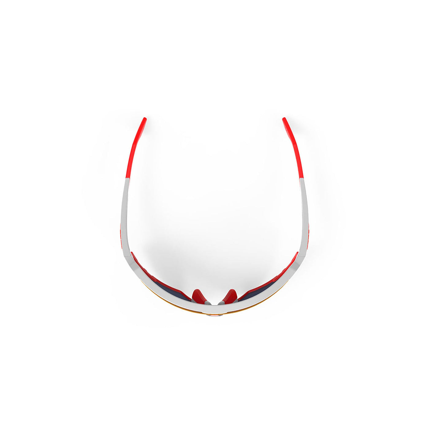 Rudy Project running and cycling sport sunglasses#color_defender-white-gloss-frame-and-multilaser-red-lenses-red-bumpers