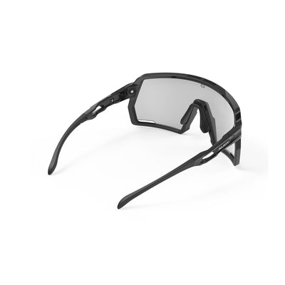 Rudy Project Kelion running, cycling, gravel and mountain biking sport shield prescription sunglasses#color_kelion-black-gloss-frame-with-impactx-photochromic-2-laser-black-lenses