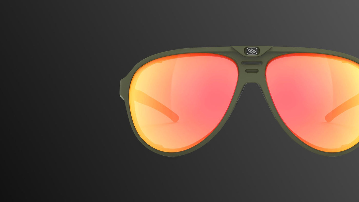 Rudy Project Stardash sunglasses graphic showing high coverage lens design