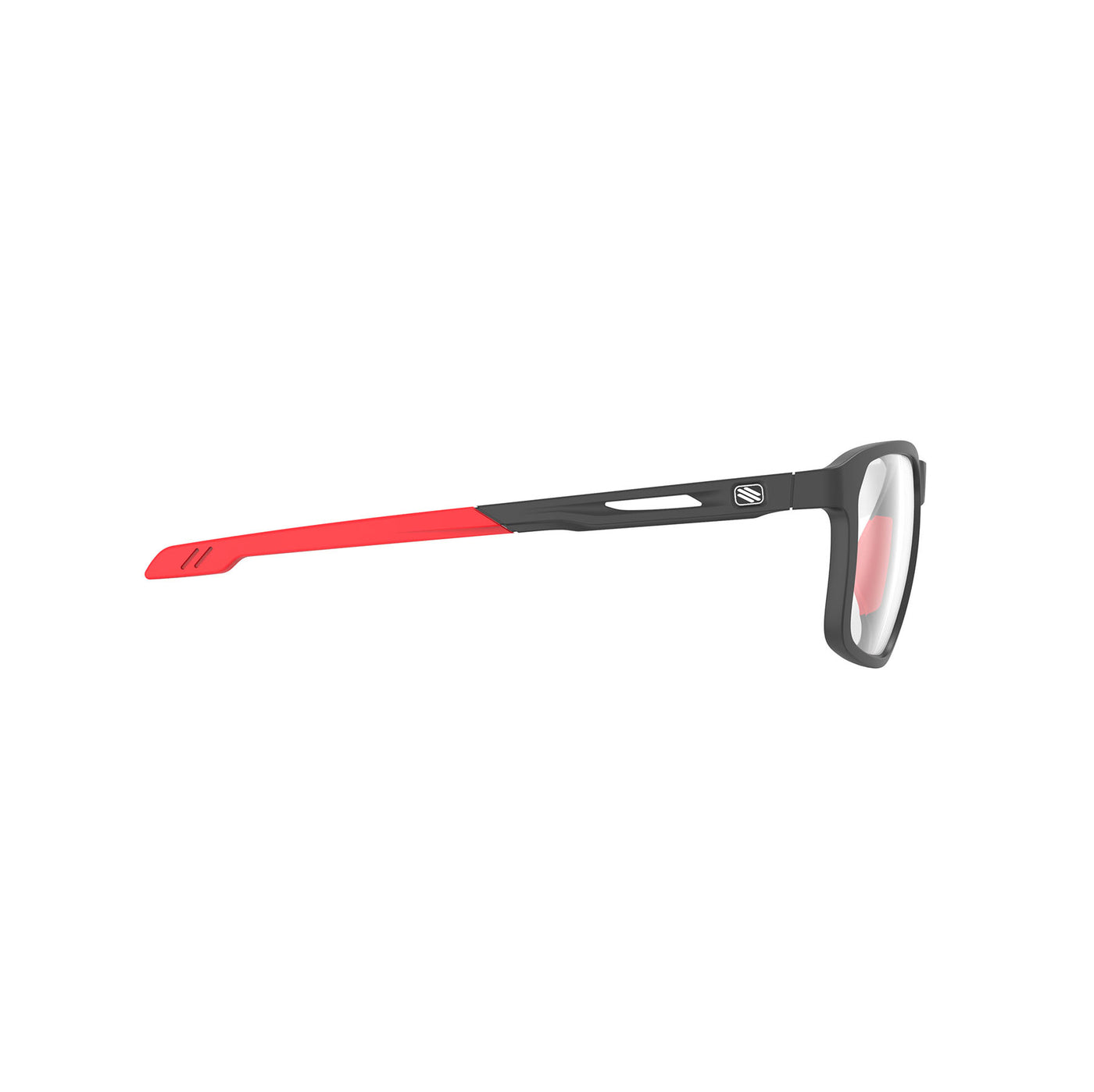 Rudy Project Pulse lightweight eyeglasses for all day comfort#color_pulse-54-black-matte-with-red-tips-and-demo-lenses