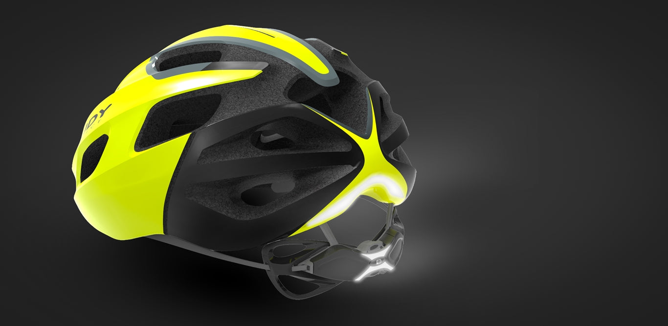 Rudy Project Strym bike helmet in hi-vis safety color plus reflective accents