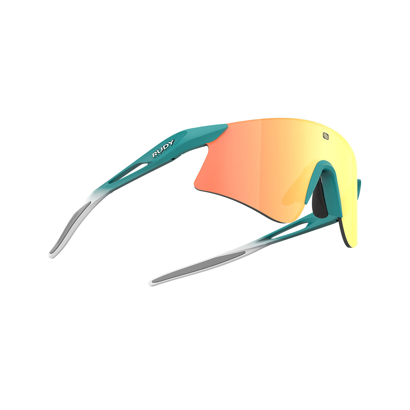 Rudy Project Astral running, cycling, gravel and mountain biking sport shield prescription sunglasses#color_astral-emerald-fade-matte-frame-with-multilaser-orange-lenses
