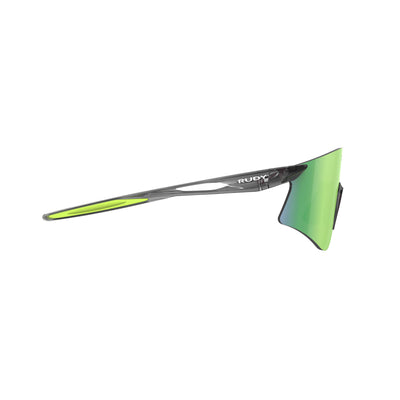 Rudy Project Astral running, cycling, gravel and mountain biking sport shield prescription sunglasses#color_astral-crystal-ash-frame-with-multilaser-green-lenses