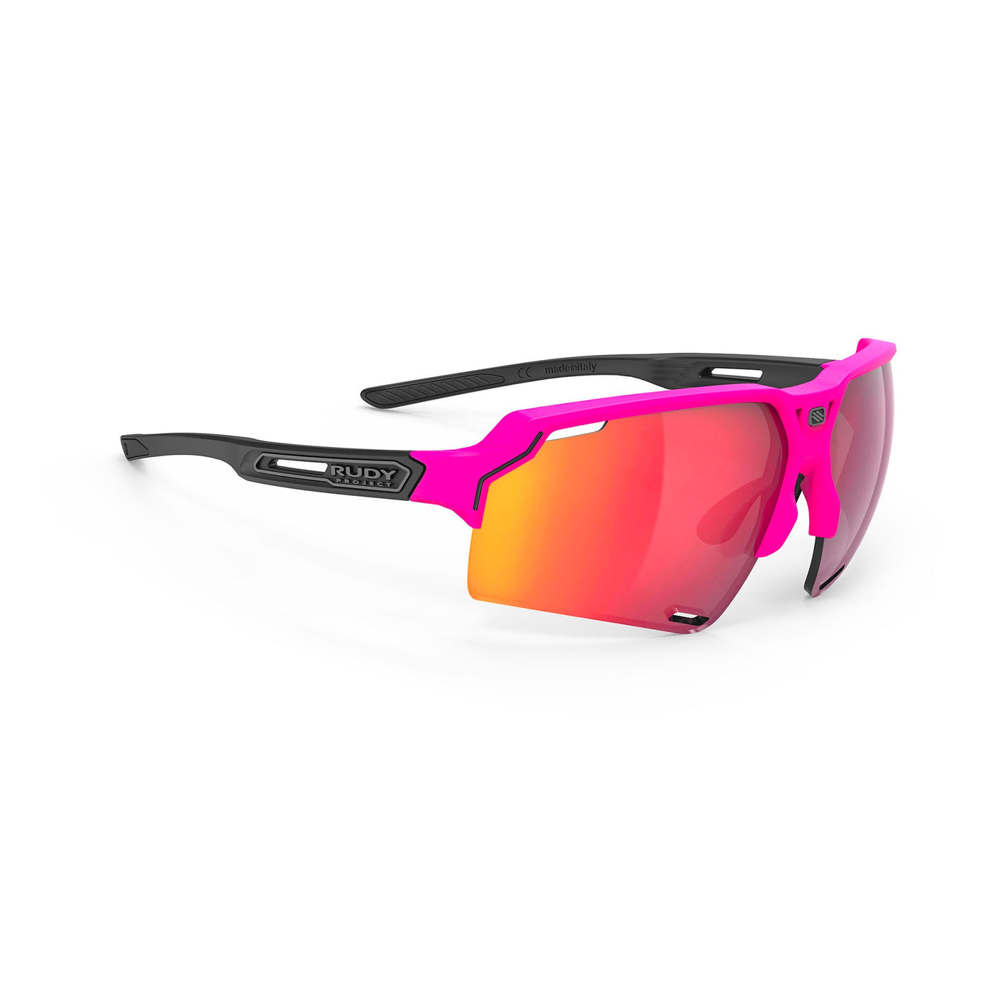 Rudy Project Deltabeat Sunglasses, Black Matte & Pink Fluo - Multilaser Red - Heavyglare