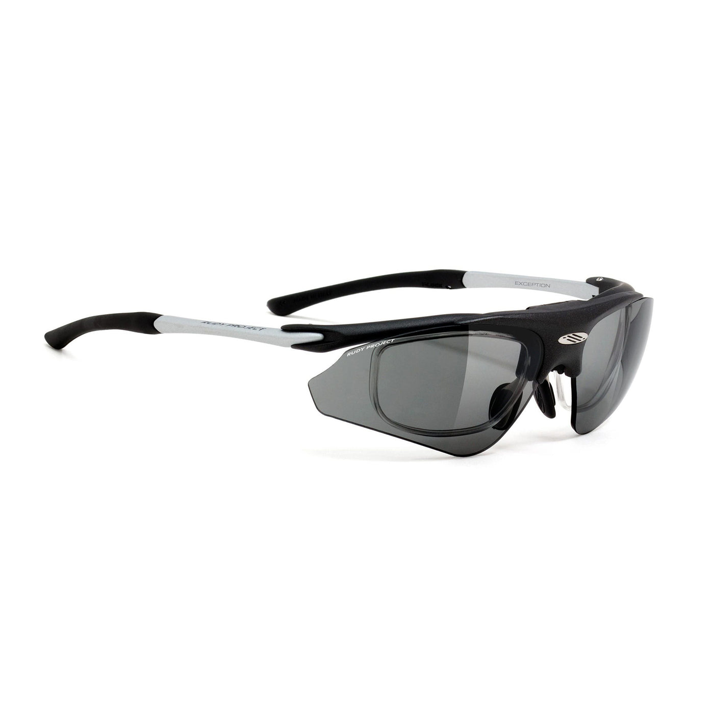 Rudy Project Exception flip-up sport prescription sunglasses for running and cycling#color_exception-matte-black-frame-with-polar-3fx-grey-laser-lenses