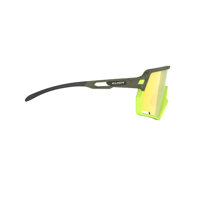 Rudy Project Kelion running, cycling, gravel and mountain biking sport shield prescription sunglasses#color_kelion-olive-matte-frame-with-multilaser-yellow-lenses