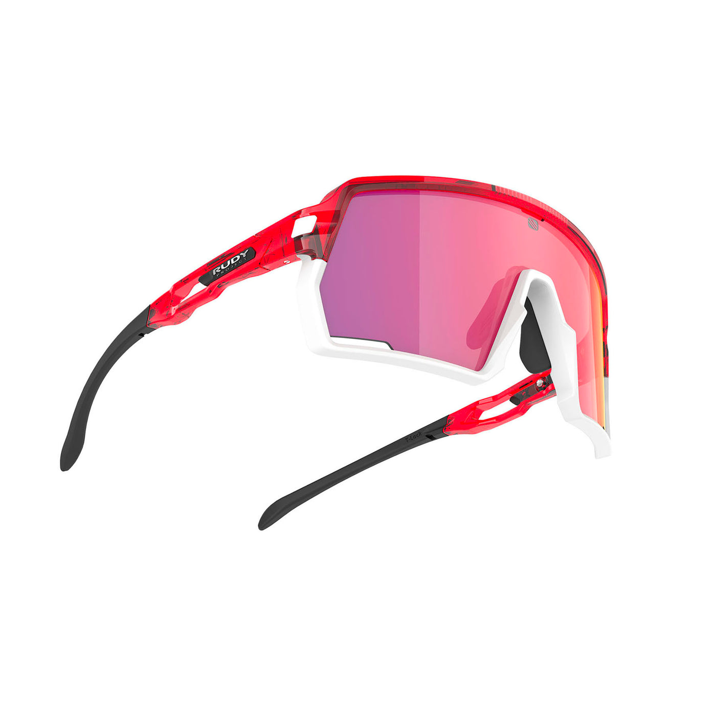 Rudy Project Kelion running, cycling, gravel and mountain biking sport shield prescription sunglasses#color_kelion-crystal-red-frame-with-multilaser-red-lenses