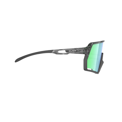 Rudy Project Kelion running, cycling, gravel and mountain biking sport shield prescription sunglasses#color_kelion-crystal-ash-frame-with-multilaser-green-lenses