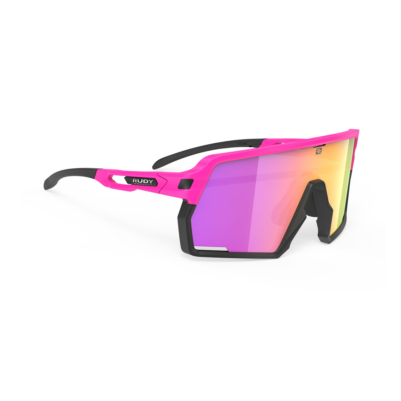 Rudy Project Kelion running, cycling, gravel and mountain biking sport shield prescription sunglasses#color_kelion-pink-fluo-matte-frame-with-multilaser-sunset-lenses