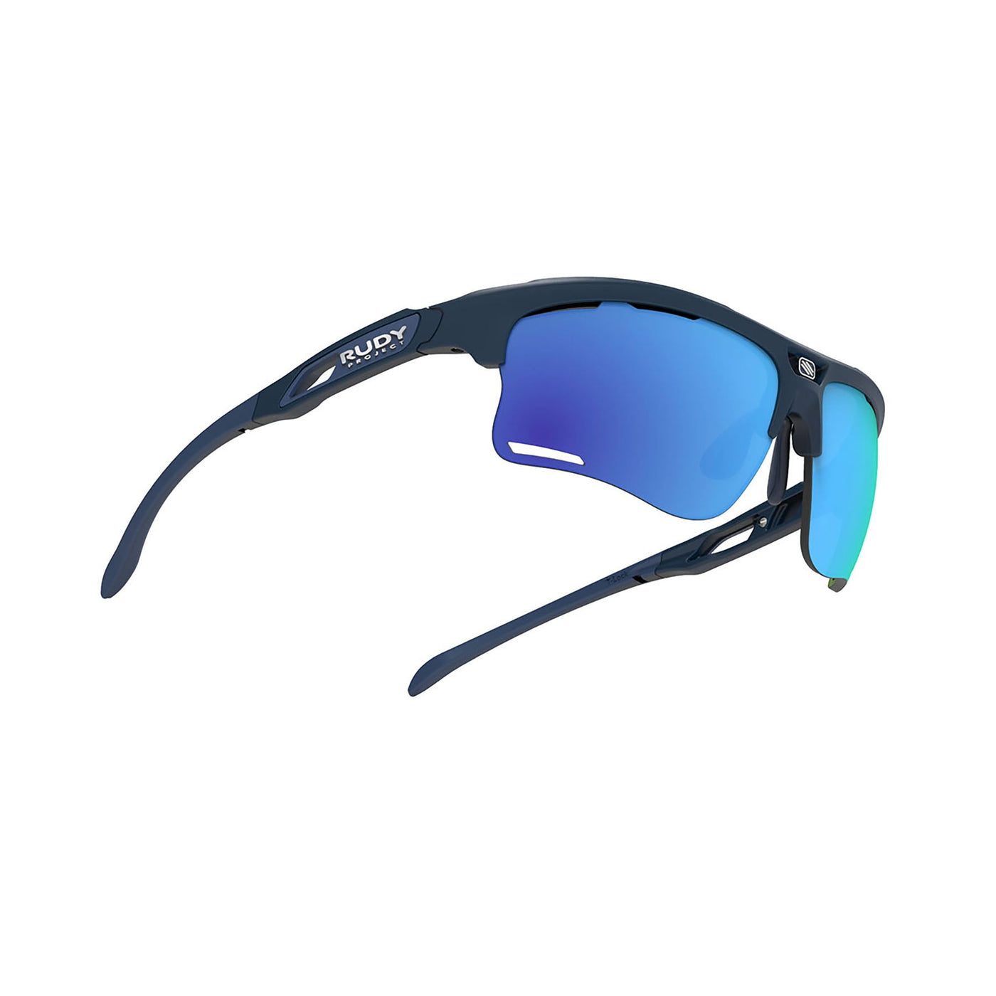 Rudy Project running and cycling sport prescription sunglasses#color_keyblade-navy-blue-matte-frame-and-polar-3fx-hdr-multilaser-blue-lenses