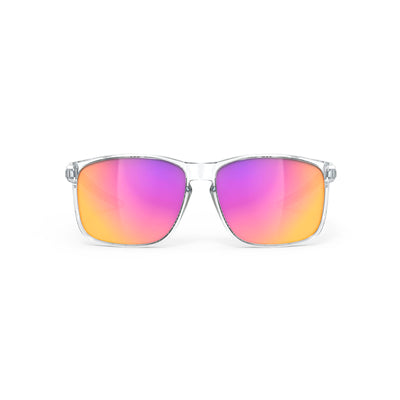 Rudy Project lifestyle and beach prescription sunglasses#color_overlap-crystal-gloss-frame-with-multilaser-sunset-lenses