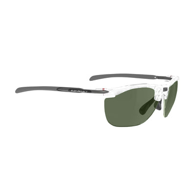 Rudy Project prescription ready running and cycling womens sport sunglasses#color_rydon-slim-curva-white-gloss-frame-with-polarized-green-g15-lenses