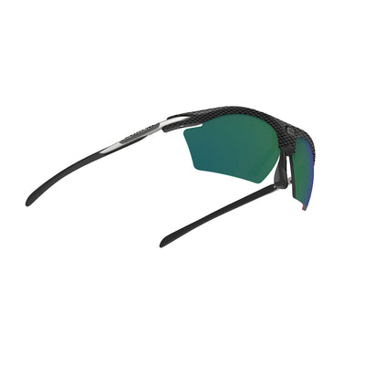 Rudy Project prescription ready running and cycling womens sport sunglasses#color_rydon-slim-carbon-frame-and-polar-3fx-hdr-multilaser-green-lenses
