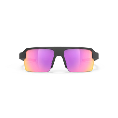 Rudy Project Sirius high-performance sport prescription sunglasses great for running, cycling, gravel biking, mountain biking, golf, tennis and pickleball#color_sirius-matte-black-with-multilaser-sunset-lenses