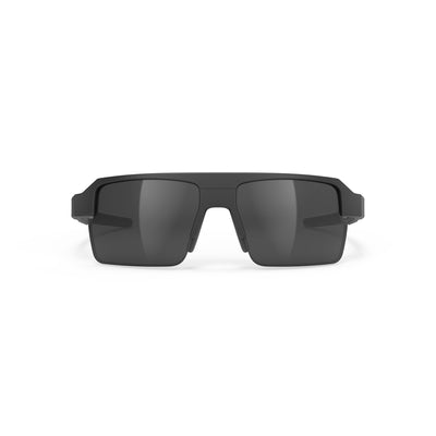 Rudy Project Sirius high-performance sport prescription sunglasses great for running, cycling, gravel biking, mountain biking, golf, tennis and pickleball#color_sirius-matte-black-with-polar-3fx-grey-laser-lenses