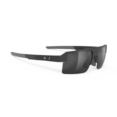 Rudy Project Sirius high-performance sport prescription sunglasses great for running, cycling, gravel biking, mountain biking, golf, tennis and pickleball#color_sirius-matte-black-with-polar-3fx-grey-laser-lenses