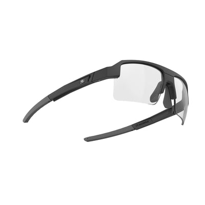 Rudy Project Sirius high-performance sport prescription sunglasses great for running, cycling, gravel biking, mountain biking, golf, tennis and pickleball#color_sirius-matte-black-with-impactx-photochromic-2-black-lenses