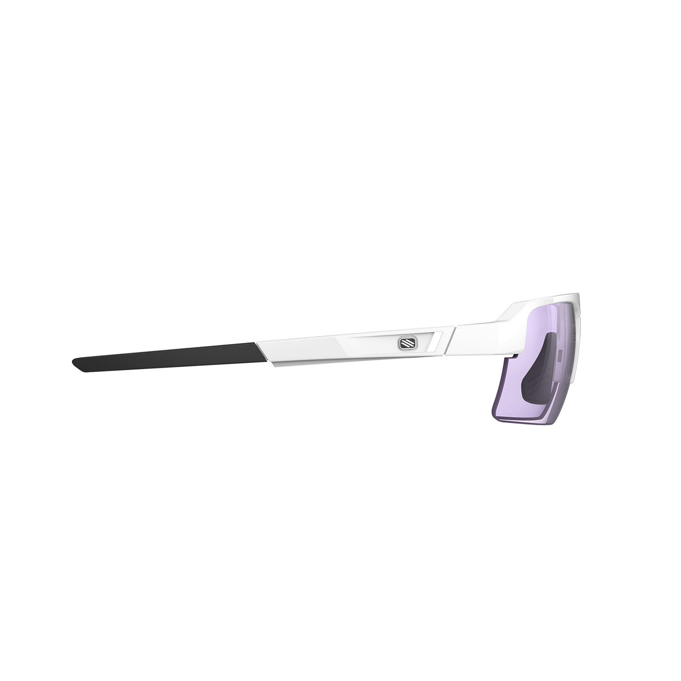 Rudy Project Sirius high-performance sport prescription sunglasses great for running, cycling, gravel biking, mountain biking, golf, tennis and pickleball#color_sirius-white-gloss-with-impactx-photochromic-2-laser-purple-lenses