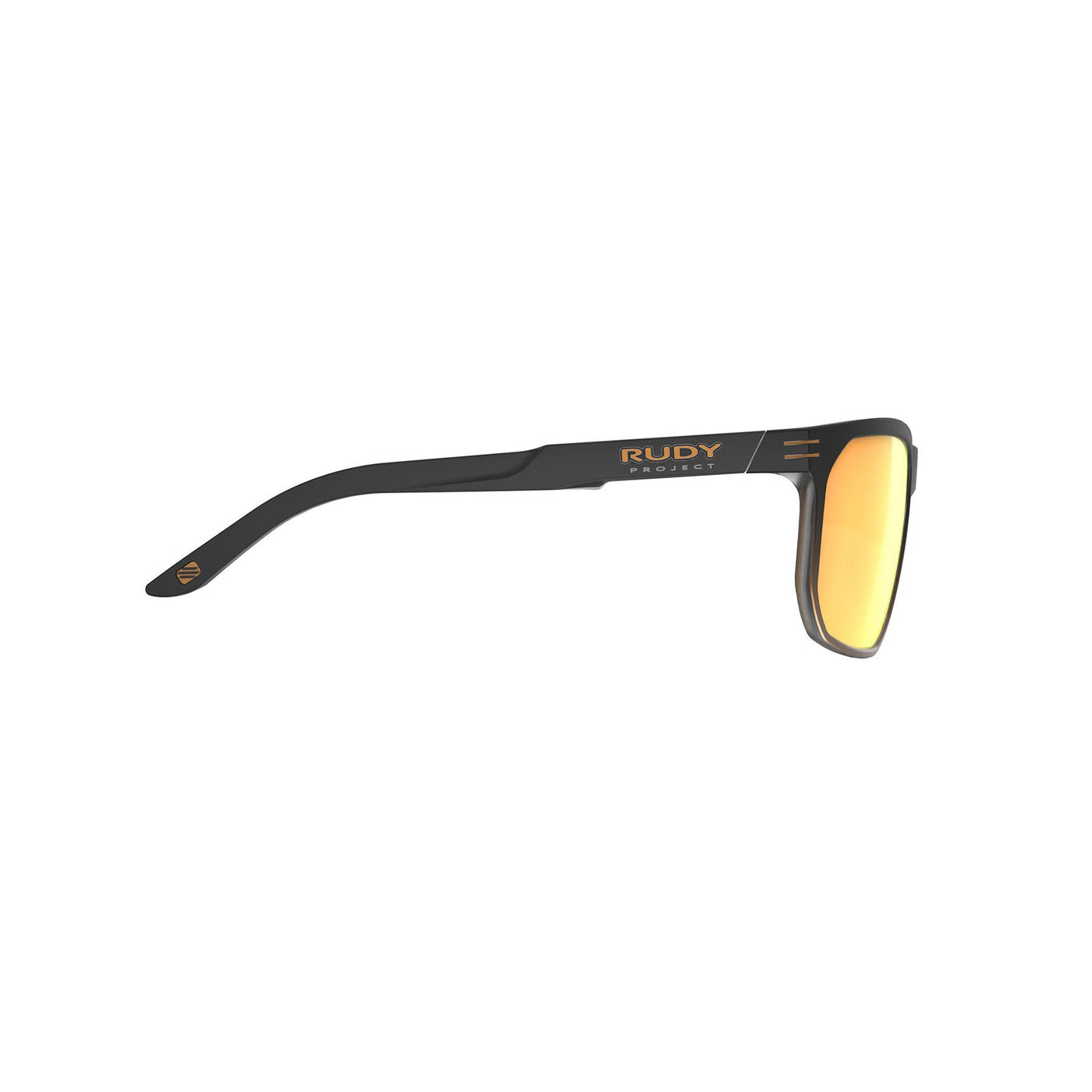 Rudy Project Soundrise lifestyle and beach prescription sunglasses#color_soundrise-black-fade-bronze-matte-with-multilaser-orange-lenses