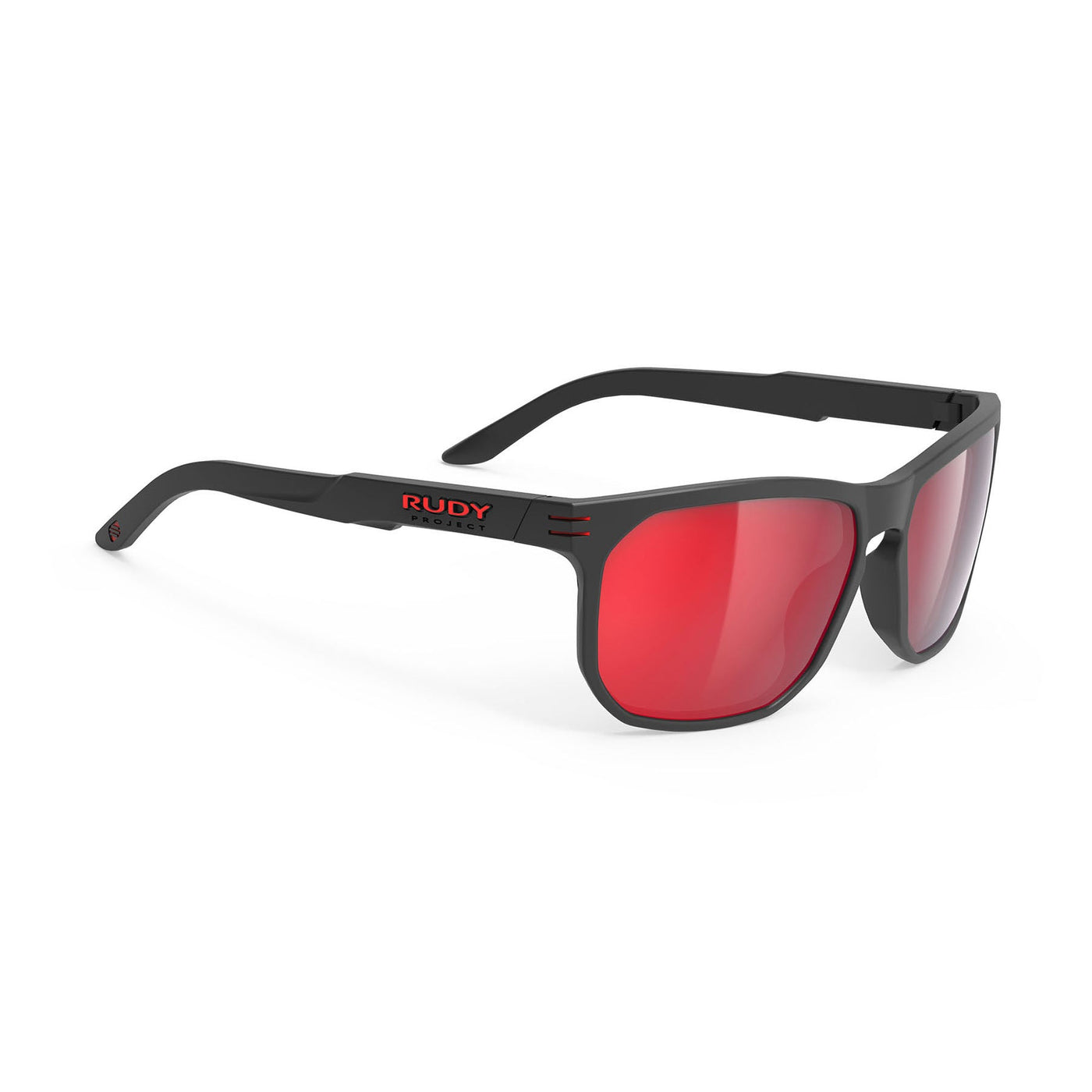 Rudy Project Soundrise lifestyle and beach prescription sunglasses#color_soundrise-black-matte-with-polar-3fx-hdr-multilaser-red-lenses