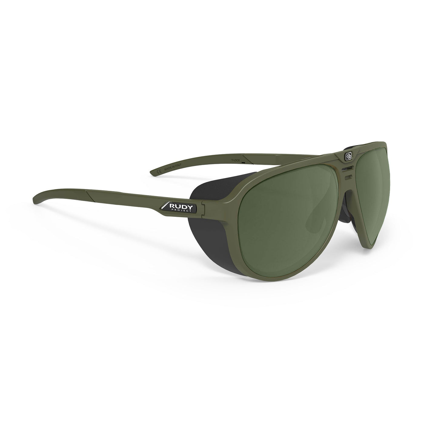 Rudy Project Stardash prescription hiking and glacier sport sunglasses#color_stardash-olive-matte-with-polarized-green-g15-lenses