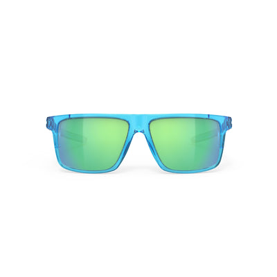 Rudy Project Stellar lifestyle, beach, boating and fishing prescription sunglasses#color_stellar-crystal-azur-frame-with-multilaser-green-lenses