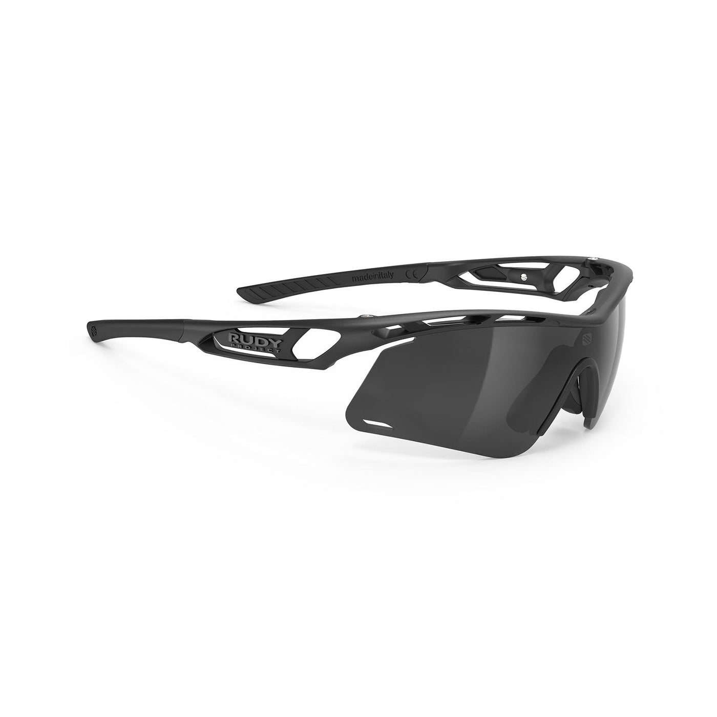 Rudy Project Tralyx running and cycling sport shield prescription sunglasses#color_tralyx-plus-slim-matte-black-frame-with-smoke-black-lenses