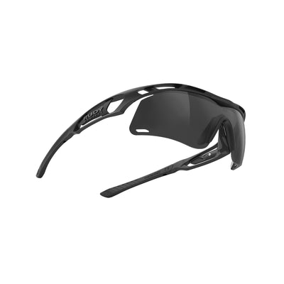 Rudy Project Tralyx running and cycling sport shield prescription sunglasses#color_tralyx-plus-slim-matte-black-frame-with-smoke-black-lenses