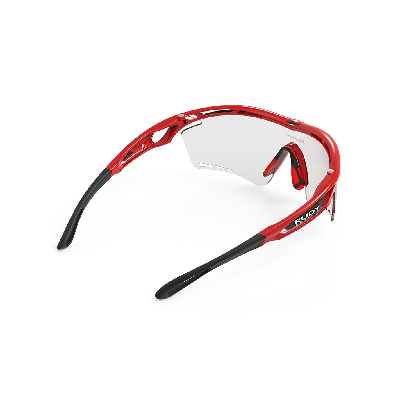 Rudy Project Tralyx running and cycling sport shield prescription sunglasses#color_tralyx-xl-fire-red-frame-with-impactx-photochromic-2-black-lenses