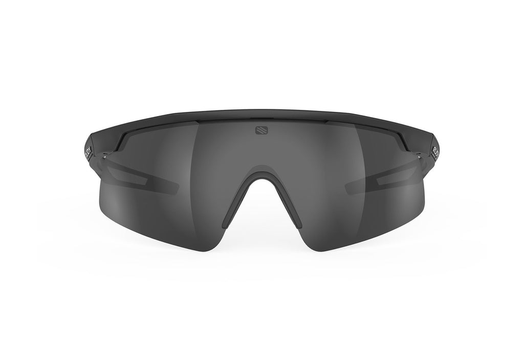 Rudy Project Turbolence all-sport shield sunglasses are perfect for any outdoor activities including running, cycling, gravel biking, mountain biking, boating, golf and pickleball#color_turbolence-black-matte-with-smoke-black-lenses