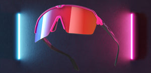 Rudy Project Spinshield Air with panoramic flat lens between neon lights