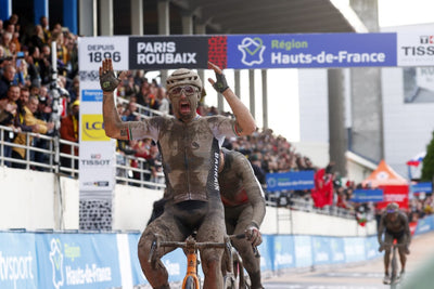 Sonny Colbrelli winning Paris Roubaix wearing Rudy Project Nytron aero road cycling helmet