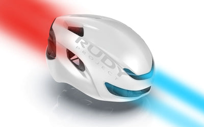 RUDY Project Nytron aero road helmet graphic illustrating optimized ventilation through the helmet