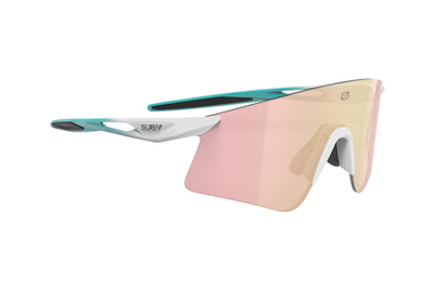 Rudy Project Astral X running, cycling, gravel and mountain biking sport shield prescription sunglasses#color_astral-x-emerald-matte-with-multilaser-rose-gold-lenses