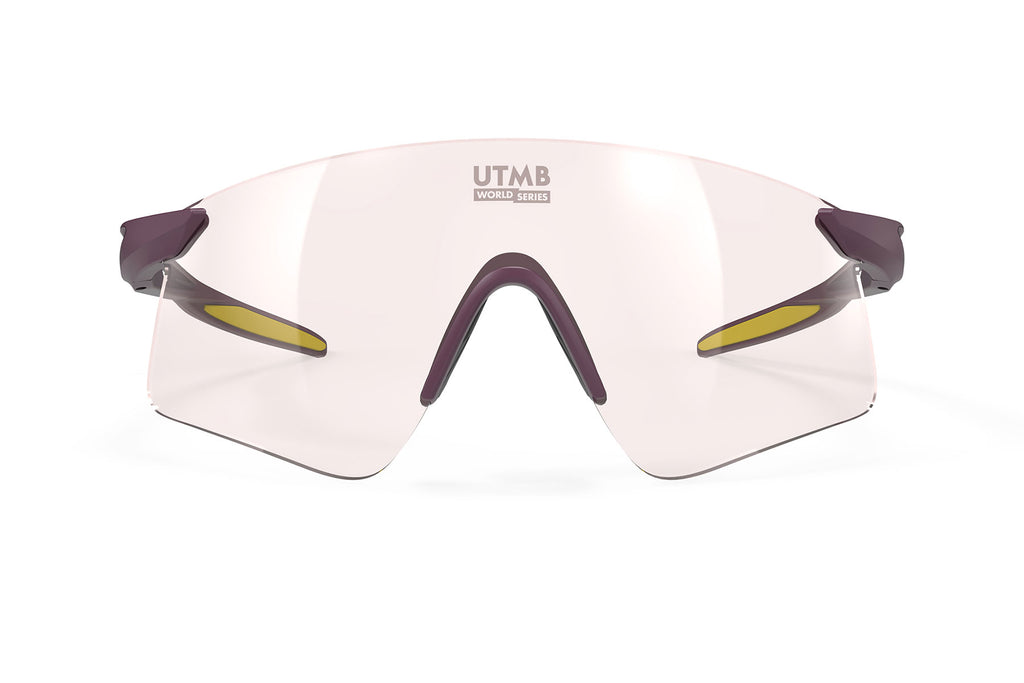 Rudy Project Astral Sphere UTMB sport shield photochromic sunglasses are perfect for running, cycling, gravel and mountain biking, pickleball, tennis and any outdoor sport that demands the best#color_astral-sphere-utmb-cabernet-matte-frame-with-impactx-photochromic-2-red-lenses