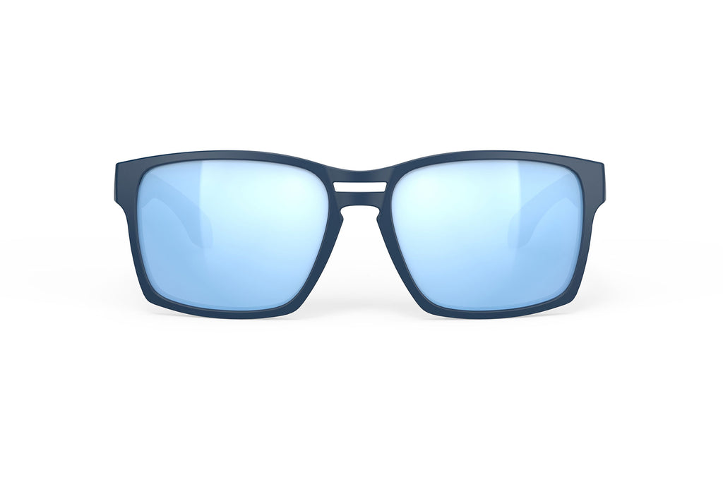 Rudy Project Spinair 57 UTMB active lifestyle and beach prescription sunglasses#color_spinair-57-utmb-blue-navy-matte-frame-with-multilaser-ice-lenses