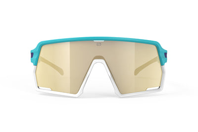 Rudy Project Kelion running, cycling, gravel and mountain biking sport shield prescription sunglasses#color_kelion-emerald-matte-with-multilaser-yellow-lenses