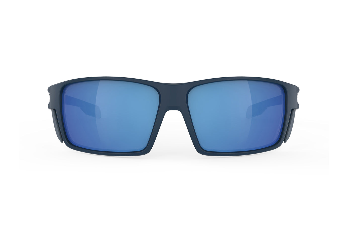 Rudy Project Nyad sport sunglasses are perfect for all outdoor activities including running, cycling, gravel biking, mountain biking, golf and pickleball and they're prescription ready#color_nyad-blue-navy-matte-frame-with-polar-3fx-hdr-multilaser-blue-lenses
