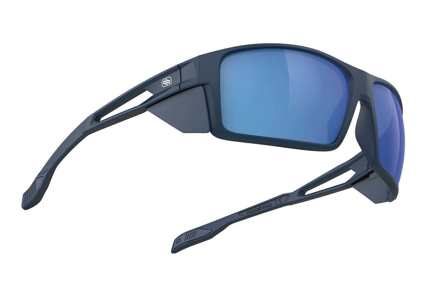 Rudy Project Nyad sport sunglasses are perfect for all outdoor activities including running, cycling, gravel biking, mountain biking, golf and pickleball and they're prescription ready#color_nyad-blue-navy-matte-frame-with-polar-3fx-hdr-multilaser-blue-lenses