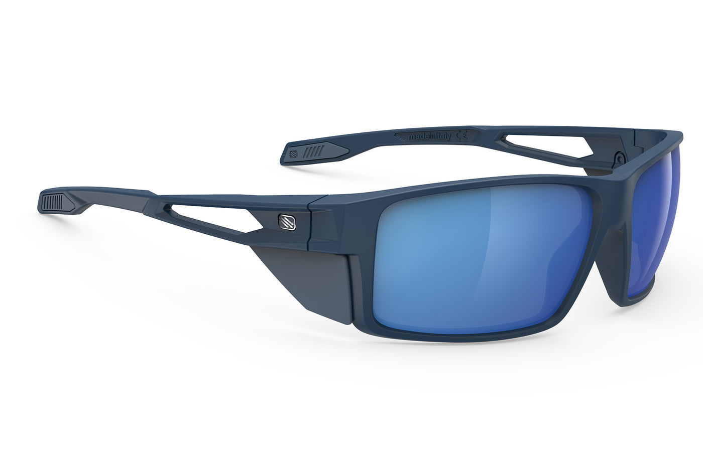 Rudy Project Nyad sport sunglasses are perfect for all outdoor activities including running, cycling, gravel biking, mountain biking, golf and pickleball and they're prescription ready#color_nyad-blue-navy-matte-frame-with-polar-3fx-hdr-multilaser-blue-lenses