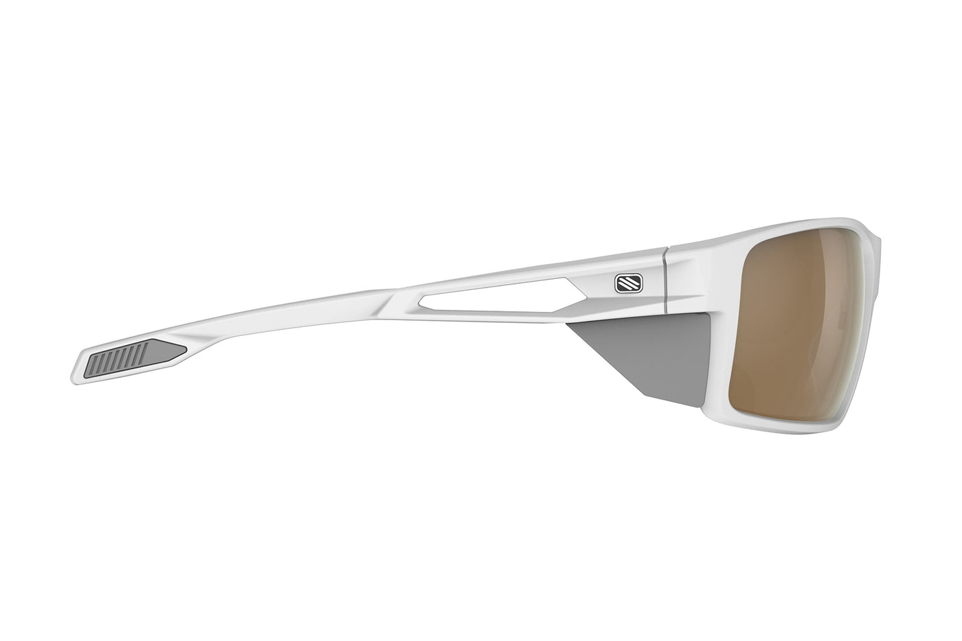Rudy Project Nyad sport sunglasses are perfect for all outdoor activities including running, cycling, gravel biking, mountain biking, golf and pickleball and they're prescription ready#color_nyad-white-matte-frame-with-impactx-photochromic-2-laser-crimson-lenses