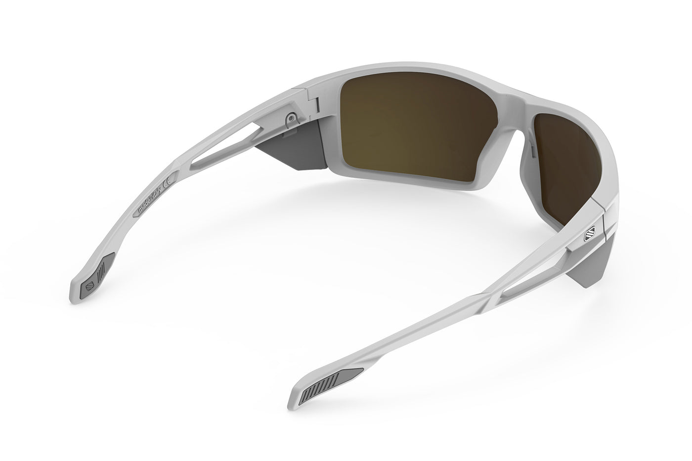 Rudy Project Nyad sport sunglasses are perfect for all outdoor activities including running, cycling, gravel biking, mountain biking, golf and pickleball and they're prescription ready#color_nyad-white-matte-frame-with-impactx-photochromic-2-laser-crimson-lenses