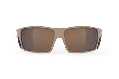 Rudy Project Nyad sport sunglasses are perfect for all outdoor activities including running, cycling, gravel biking, mountain biking, golf and pickleball and they're prescription ready#color_nyad-desert-matte-frame-with-hi-altitude-lenses