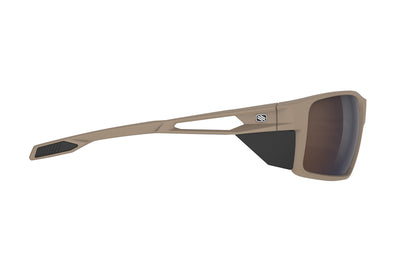 Rudy Project Nyad sport sunglasses are perfect for all outdoor activities including running, cycling, gravel biking, mountain biking, golf and pickleball and they're prescription ready#color_nyad-desert-matte-frame-with-hi-altitude-lenses