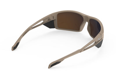 Rudy Project Nyad sport sunglasses are perfect for all outdoor activities including running, cycling, gravel biking, mountain biking, golf and pickleball and they're prescription ready#color_nyad-desert-matte-frame-with-hi-altitude-lenses