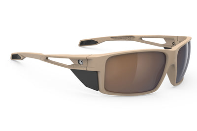 Rudy Project Nyad sport sunglasses are perfect for all outdoor activities including running, cycling, gravel biking, mountain biking, golf and pickleball and they're prescription ready#color_nyad-desert-matte-frame-with-hi-altitude-lenses