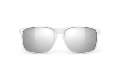 Rudy Project Overlap lifestyle sunglasses are perfect for all outdoor activities and they're prescription ready#color_overlap-white-and-green-sage-matte-frame-with-laser-black-lenses