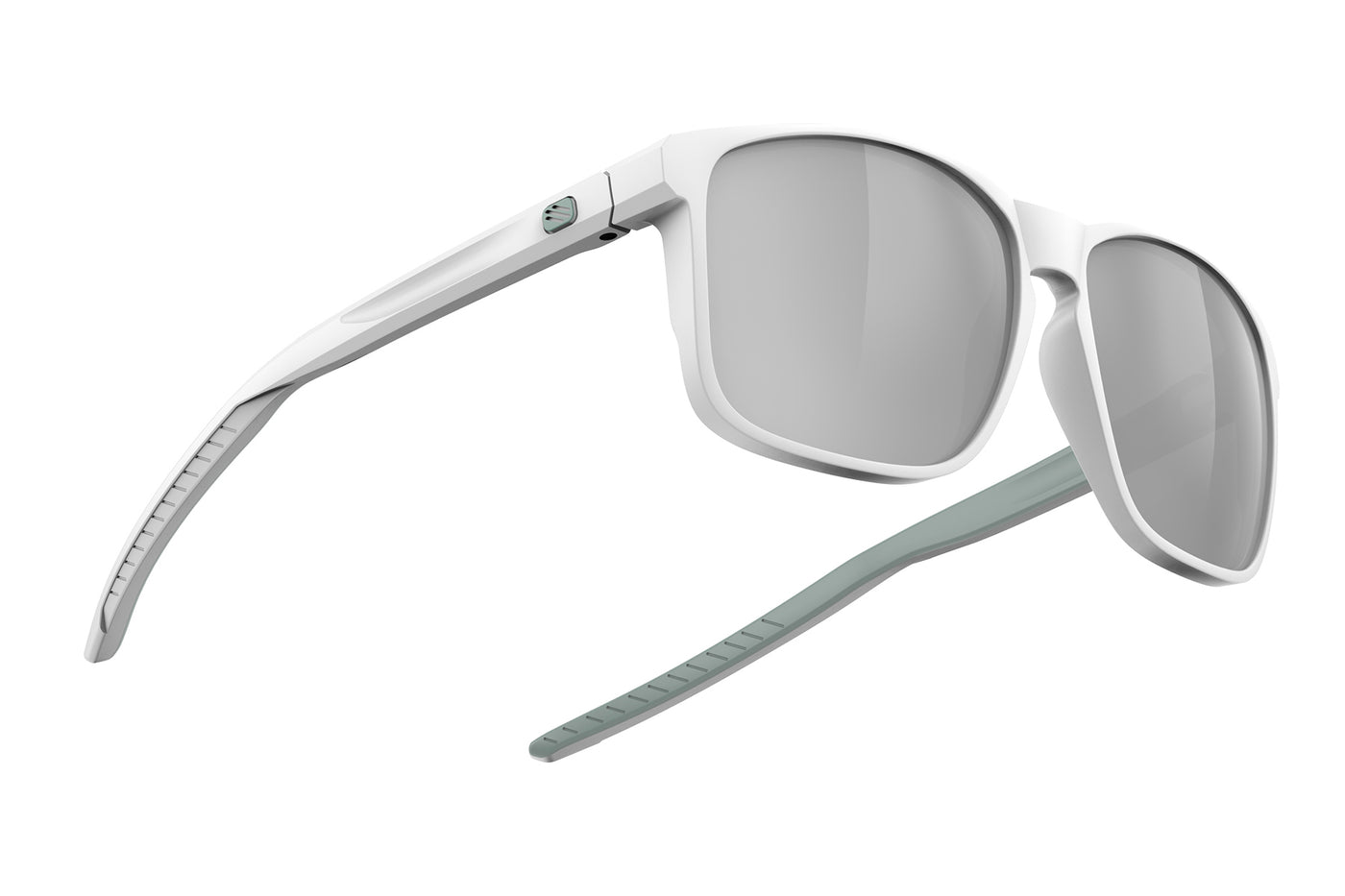 Rudy Project Overlap lifestyle sunglasses are perfect for all outdoor activities and they're prescription ready#color_overlap-white-and-green-sage-matte-frame-with-laser-black-lenses